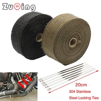exhaust heat wrap 5cm5m10m15m20m thermal tape fiberglass heat wrap manifold insulation roll resistant with stainless ties