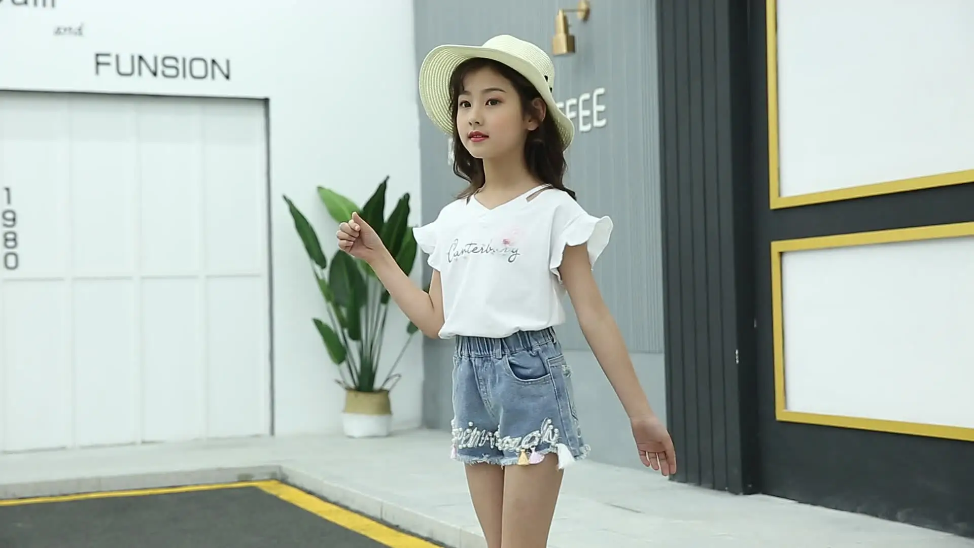 Детская летняя футболка с рукавами-фонариками для девочек комплект из 2