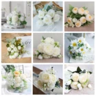 1 букет Искусственные цветы пиона чайной розы Осень шелковые искусственные цветы набор сделай сам для гостиной домашний сад свадебные украшения