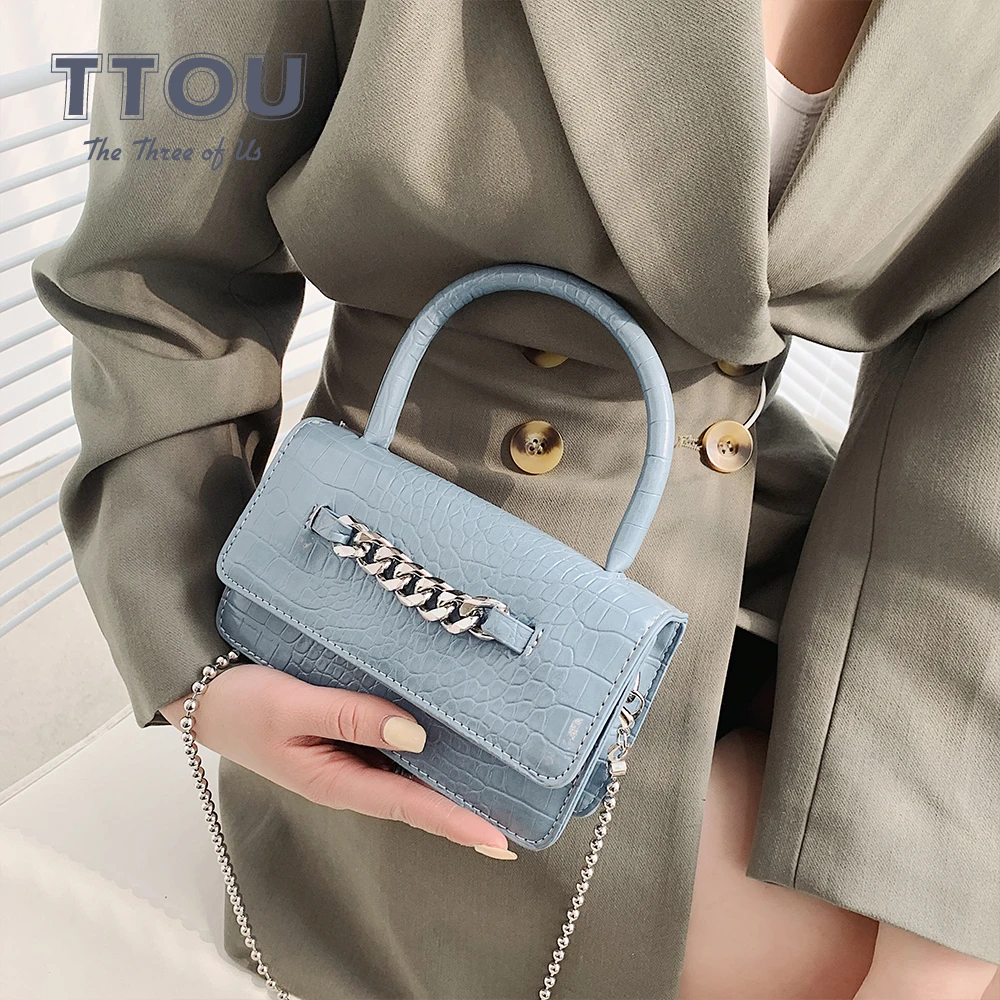 

Маленькие сумки через плечо из искусственной кожи с тиснением под аллигатора для женщин, новинка 2021, осенняя сумка на плечо с цепочкой, элег...