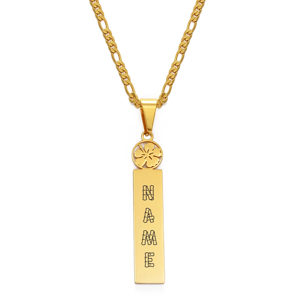 Ожерелья-подвески Anniyo (до 8 букв) с персонализированным именем гавайский цветок