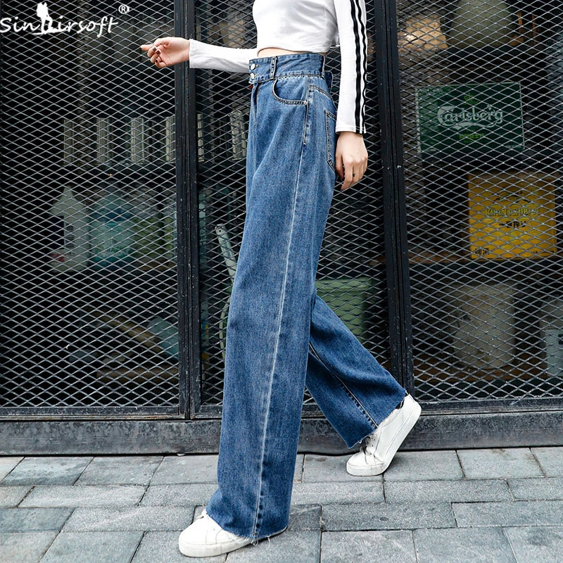 Cotton Soft New Plus Velvet Thick High Waist Jeans Women Autumn And Winter Fashion Trend Wild Double Button Wide Leg Pants Woman | Женская