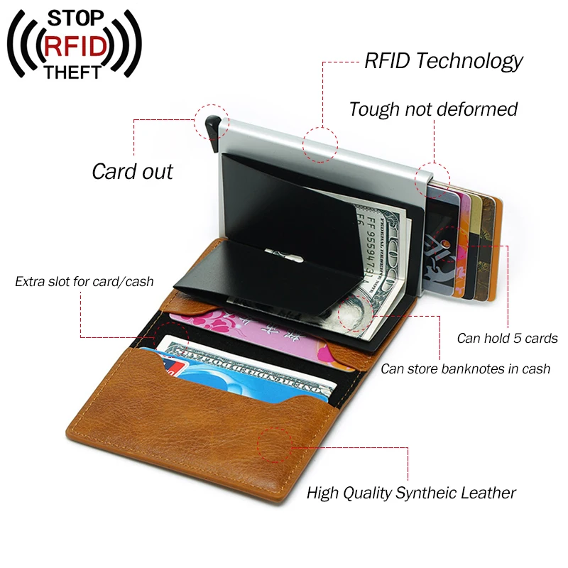 Мужской держатель для кредитных карт с RFID-блокировкой мужские кошельки