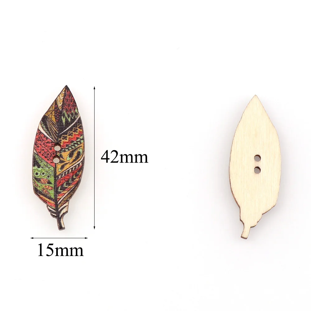 

100PCS Mini Tree Leaves Wooden Buttons 2 Holes Scrapbooking Clothes Photos DIY Decorations Wood Buttons Mixed Colors 100pcs