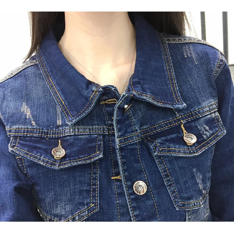 Джинсовая куртка женская синяя куртка-бомбер короткие джинсовые куртки на весну
