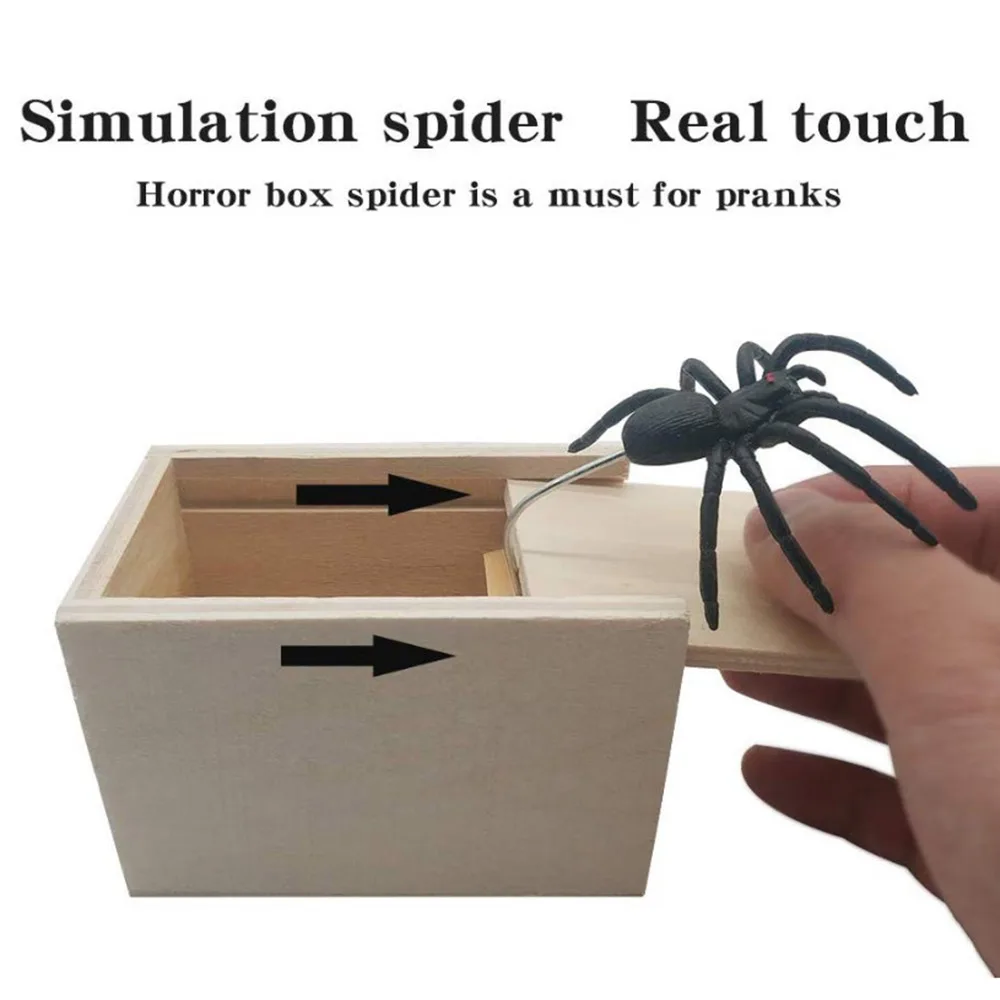 

Scare Wooden Handmade Box Prank Spider Boxes Spoof Toy Trick Joke Toys Startled Horror Gag Game Toy Funny April Fool'S Day Gift