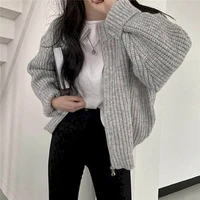 new autumn spring causal coat women solid open stich knitted jacket women stand collar lady outwear female clothing