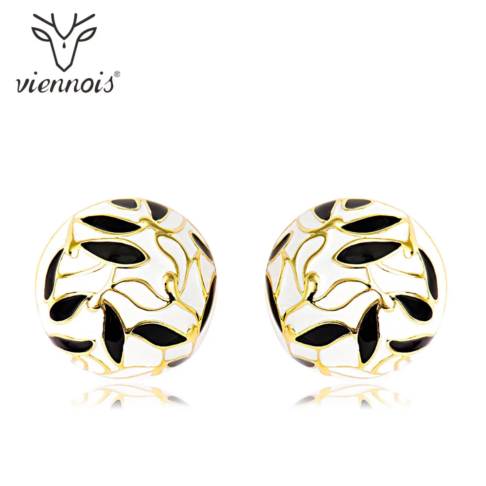 Viennois серьги-гвоздики для женщин, полые круглые геометрические женские серьги с кристаллами - Окраска металла: Gold white black