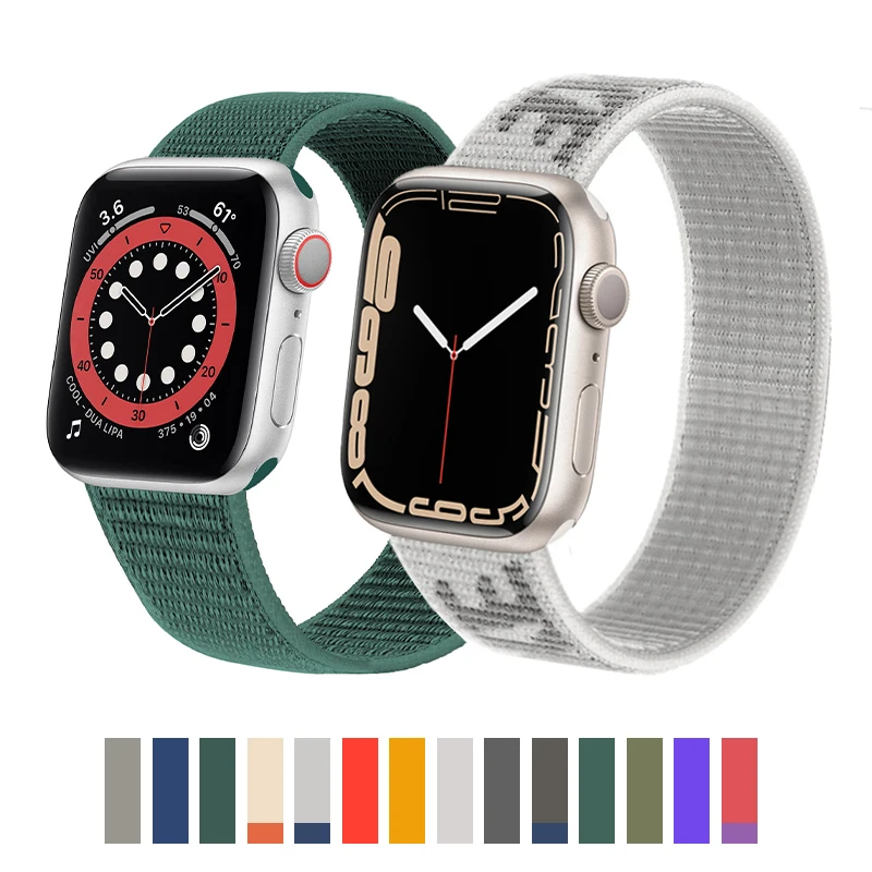 

Ремешок нейлоновый для apple watch band, тканевый браслет с регулируемой пряжкой для IWatch 5 SE 6 7, 45 мм 41 мм 44 мм 40 мм 42 мм 38 мм
