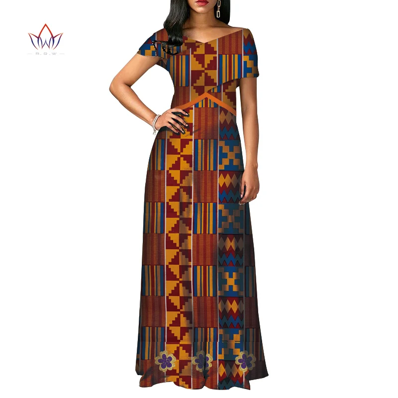 fashion African Dresses for Women Dashiki short sleeve Africa clothing Plus Size Patchwork Party Dresses for Women WY3924 - Цвет: 6