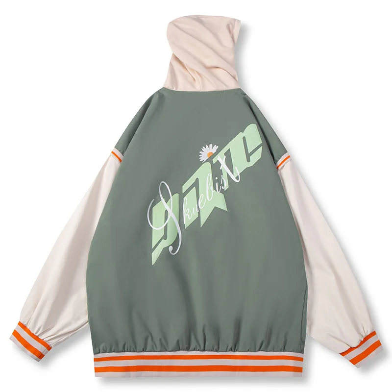 

INS/бейсбольная форма в стиле хип-хоп, куртка-бомбер с капюшоном в стиле пэчворк для мужчин, 2022 г., Уличная Повседневная одежда на осень и весну