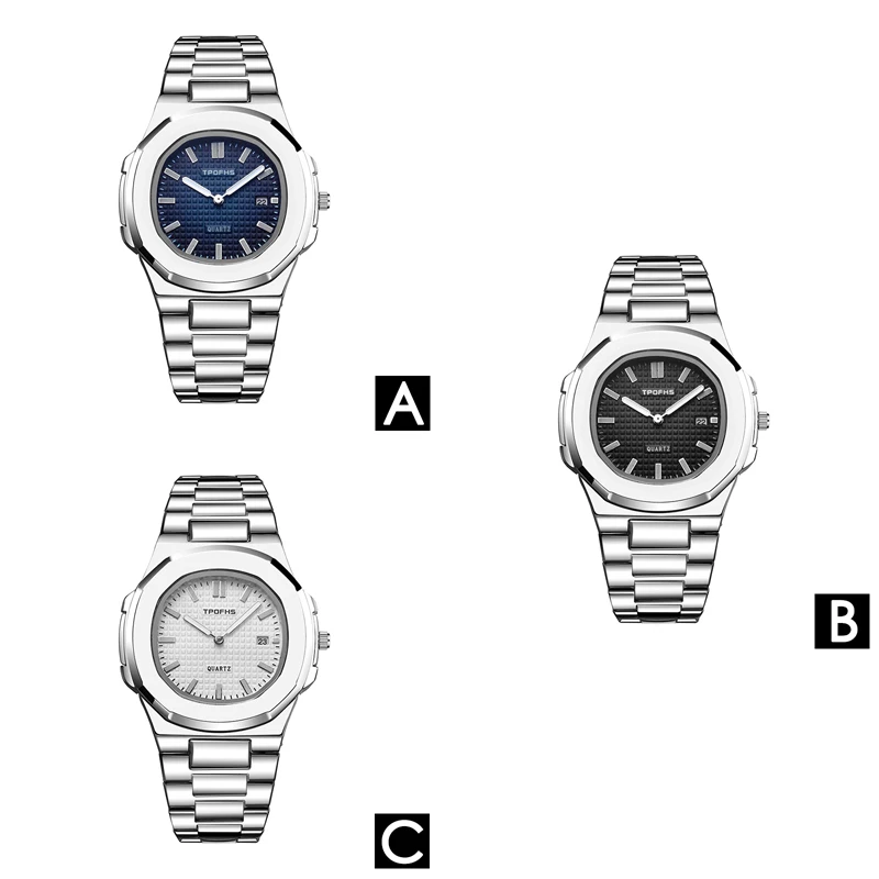 

TPOFHS Simple Men's Watches Stainless Steel Band Quartz Fashion Wristwatches For Man Round Watch Luminous,Calendar,Week Display