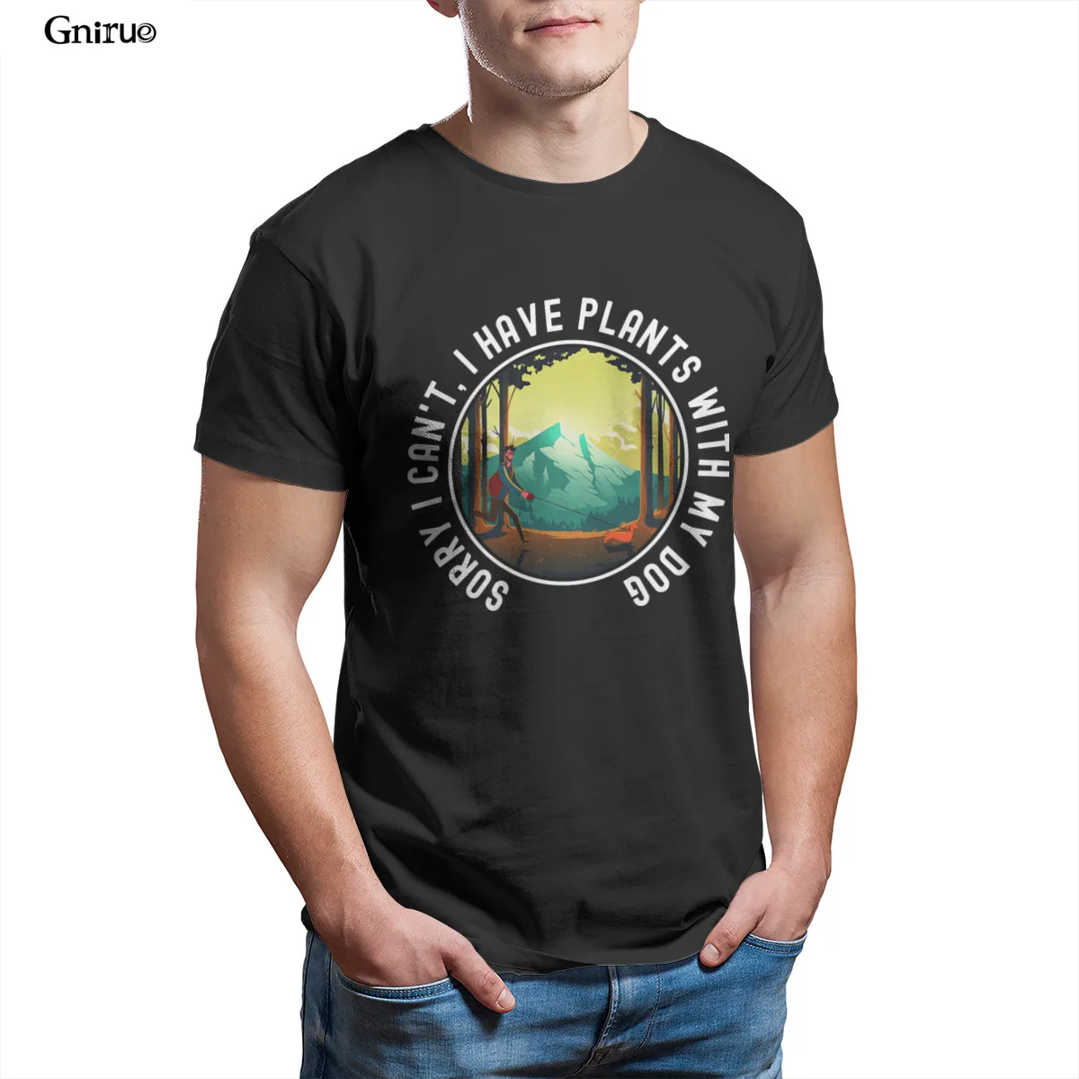

Wholesale garden dog Sorry I cant I have plants with my dog Mens Organic T-Shirt Black Red Punk 90s Tees 87831