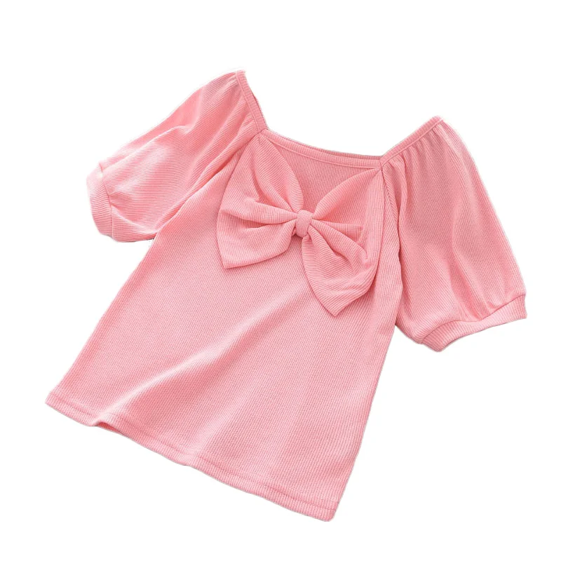 

Милый топ для девочек, Новинка лета 2021, корейский стиль принцессы с рукавами-фонариками, рубашка с большим бантом, детская блузка, серый цвет...