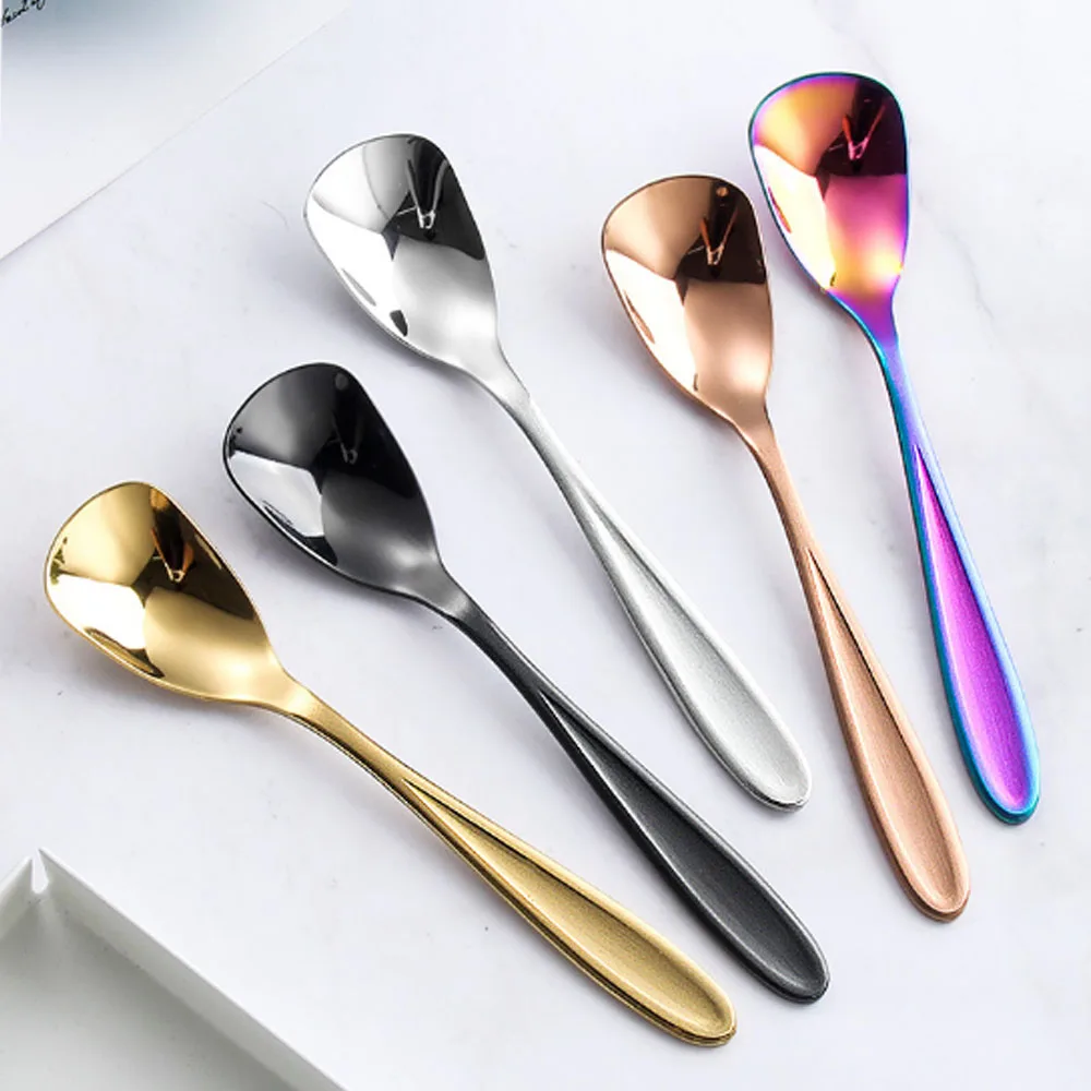 

304 stainless steel shell spoon creative double section light gold plated ice cream dessert spoon coffee stirring spoon sugar sp