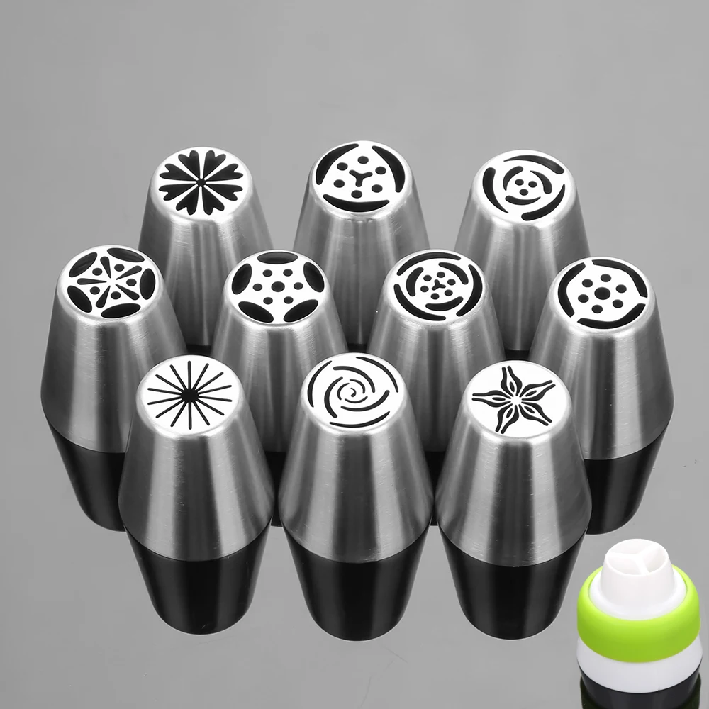11PCS Stainless Steel Cake Nozzles Confectionery Fondant Piping Russian Tools Sugarcraft Decorating Tip Pastry Nozzle Icing |