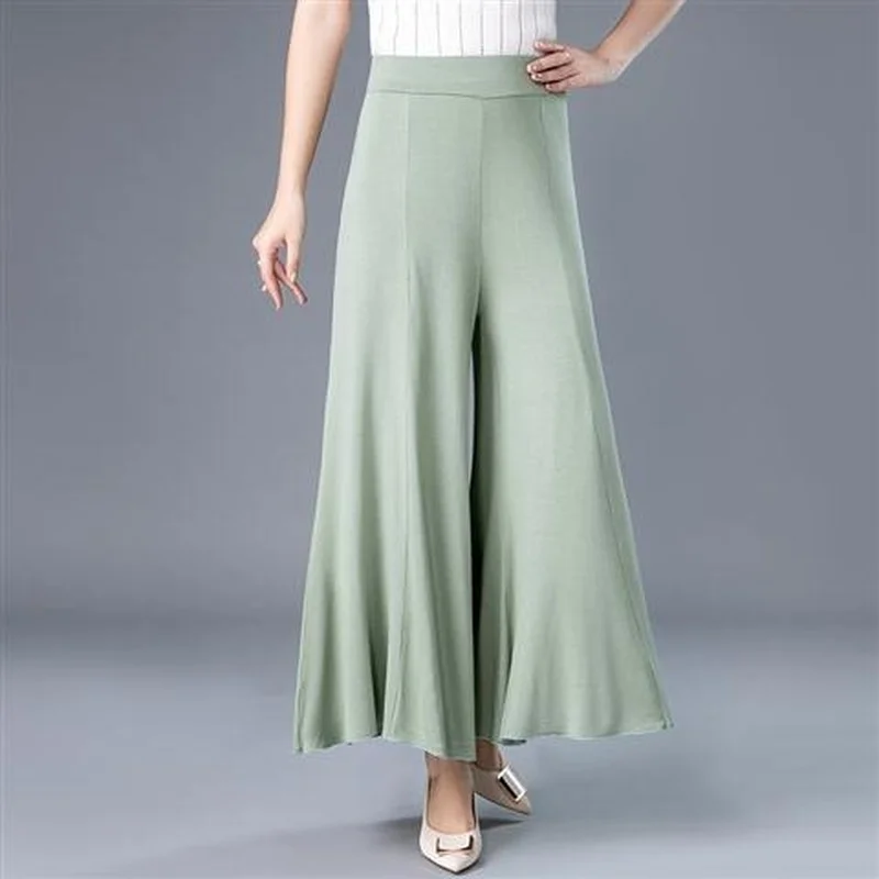 

Women's Summer Modal Casual Wide Leg Pants Thin Loose Elastic High Waist Solid Female All-match Plus Size Trousers Women Y964
