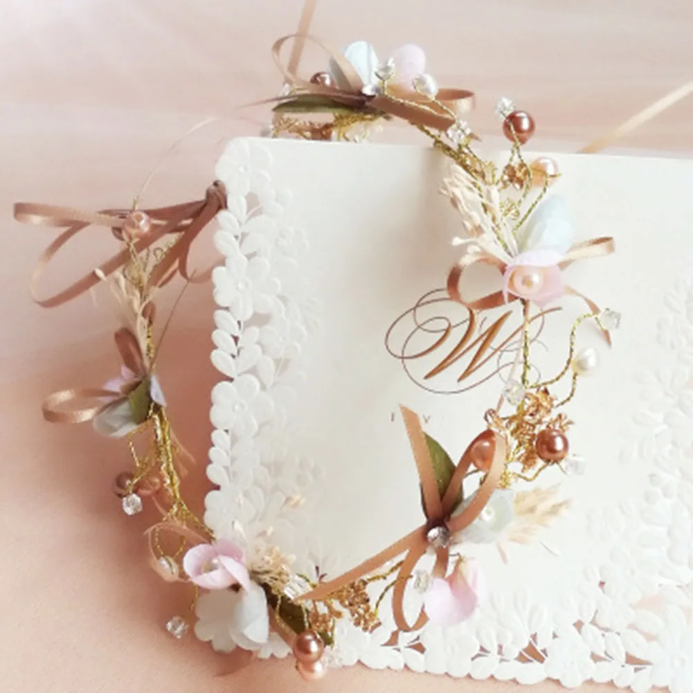 

New Romantic Handmade Flower Kids Hair Garland Fashion Butterfly Bride Headband Flower Girl