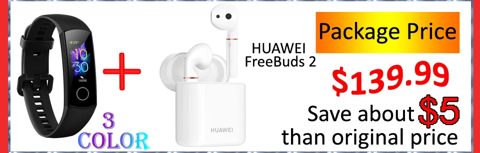 Huawei Honor Band 5 Смарт-браслет с huawei FreeBuds браслет шагомер сенсорный экран для плавания пульсометр для сна