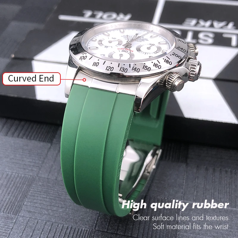 Металлический резиновый ремешок для часов с изогнутым концом 20 мм подходит Rolex GMT