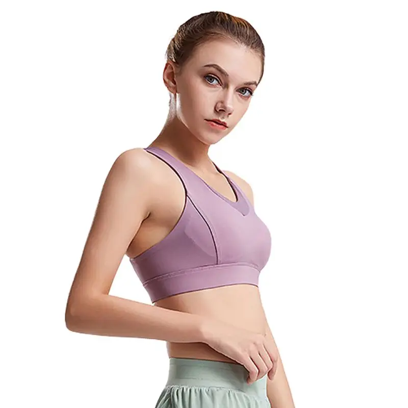 

Women Push Up Padded Sport Bra X Cross Back Buckle Bralette Shockproof Crop Top L9BD