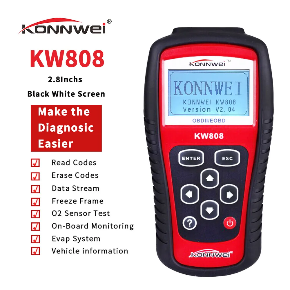 KW808 OBD2/EOBD диагностический сканер быстрый поиск кодов ошибок Просмотр данных о