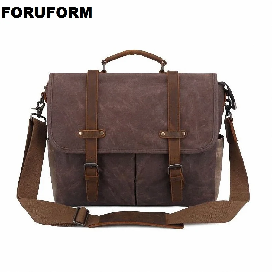 Vintage Men Messenger Bags Waterproof Canvas Shoulder Bag Man Business Crossbody Bag Male Travel 14 inch Laptop Handbag