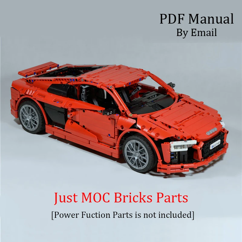 MOC Parts Red Technic RC Supercar AuDi R8 MOC набор деталей кирпича для MOC 4463 Строительные блоки Набор игрушек DIY развивающий Детский Подарок Brinquedo - Цвет: MOC Parts Red