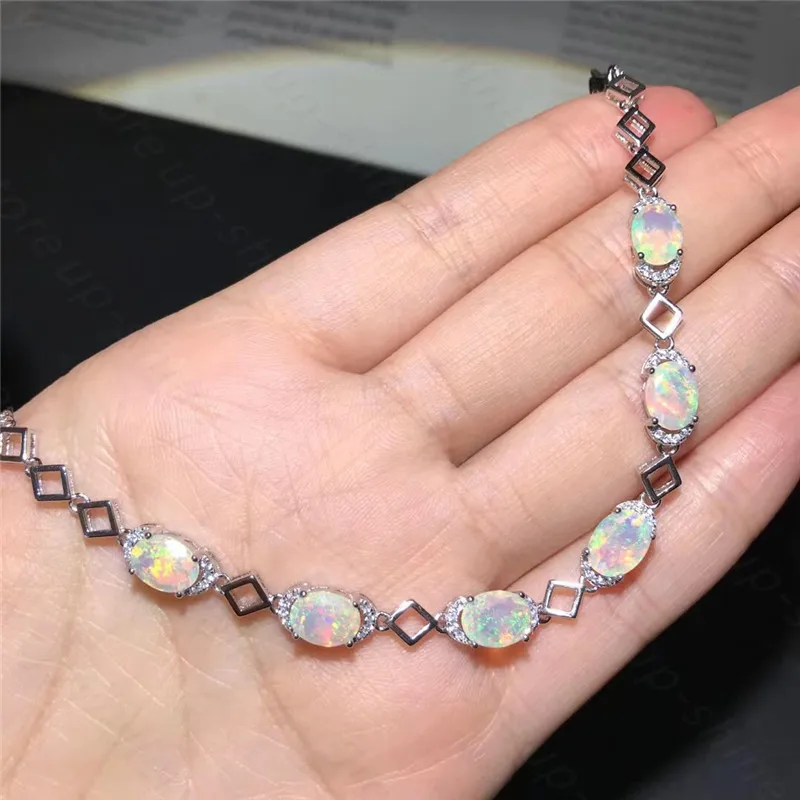

Summer new style 925 silver inlaid natural opal bracelet, women's bracelet, fine inlaid, luxurious atmosphere