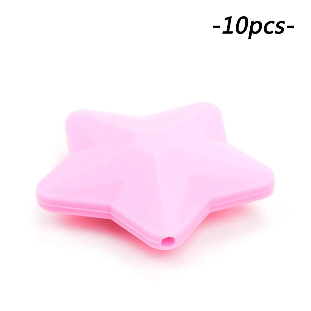 Pink LOFCA 10 шт. силиконовые бусины Мягкие Детские Прорезыватели для зубов Diy ювелирные изделия браслет колье и кулон детский Прорезыватель силиконовая звезда - Цвет: Pink