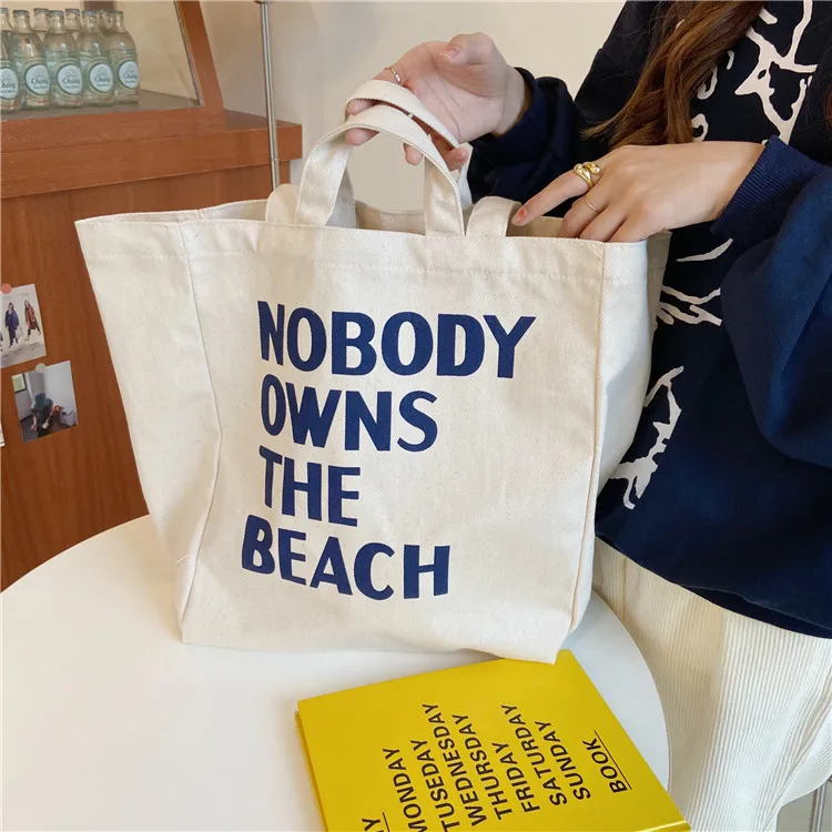 Новинка 2020 пляжные холщовые однотонные сумки через плечо с надписью