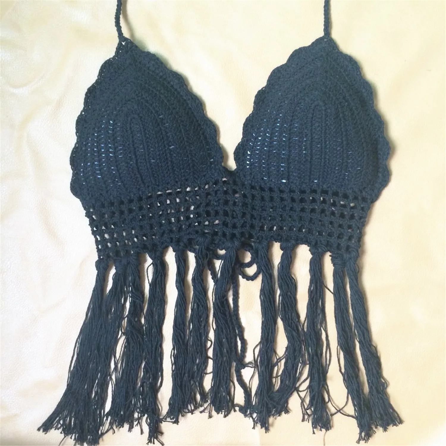 

QL039 swimsuit knitted tassel sexy bikini bra swimsuit breast wrapping female
