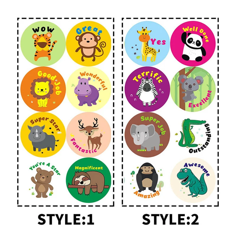 

Newly 4 Roll 25mm Round Stickers for Kids Animal Pattern DIY Scrapbooking Sticker Labels Gift School Supplies