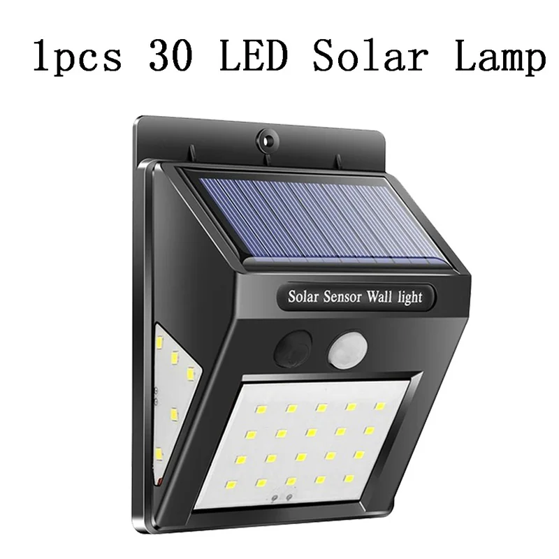 1pcs 30 LED 30/40 светодиодный солнечный Мощность лампа движения PIR Сенсор 1/2/4 шт. Солнечный садовый светильник на открытом воздухе Водонепроницаемый энергосберегающий светильник Настенный безопасности лампа - Испускаемый цвет: 1pcs 30 LED