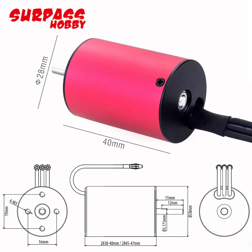 Водонепроницаемый бесщеточный двигатель Surpass Hobby 2845 2600/2800/3100KV и цифровой