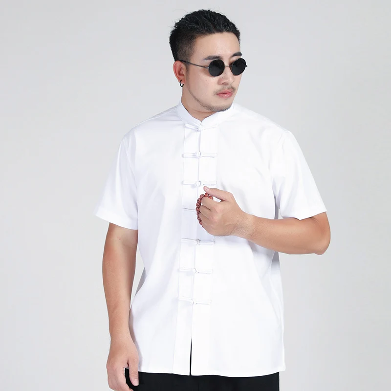 

Male Kung Fu Shirts Plus Size 7Xl 8Xl 10Xl Summer Tang Suit Men's Short Sleeve Shirt Chinese Traditional 4 Colors Loose Casual