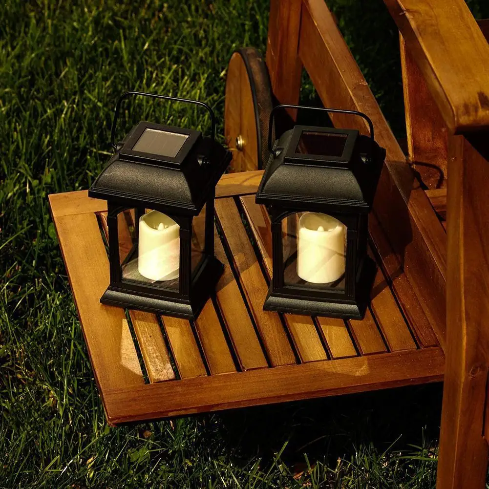 

Подвесные светодиодные лампы на солнечных батареях Мерцающая Свеча фонарь лампа для Патио Открытый Сад Путь декоративный свет
