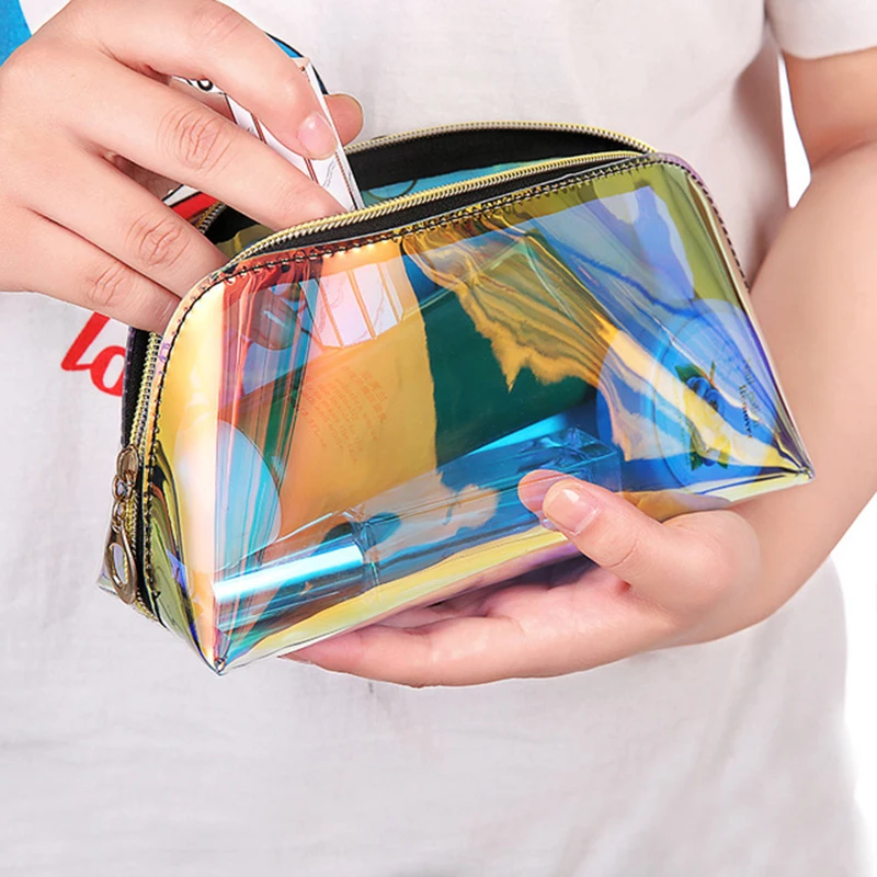 Litthing New Laser Makeup Pouch Waterproof TPU Material Cosmetic Bag For Female Transparant Case Jelly |