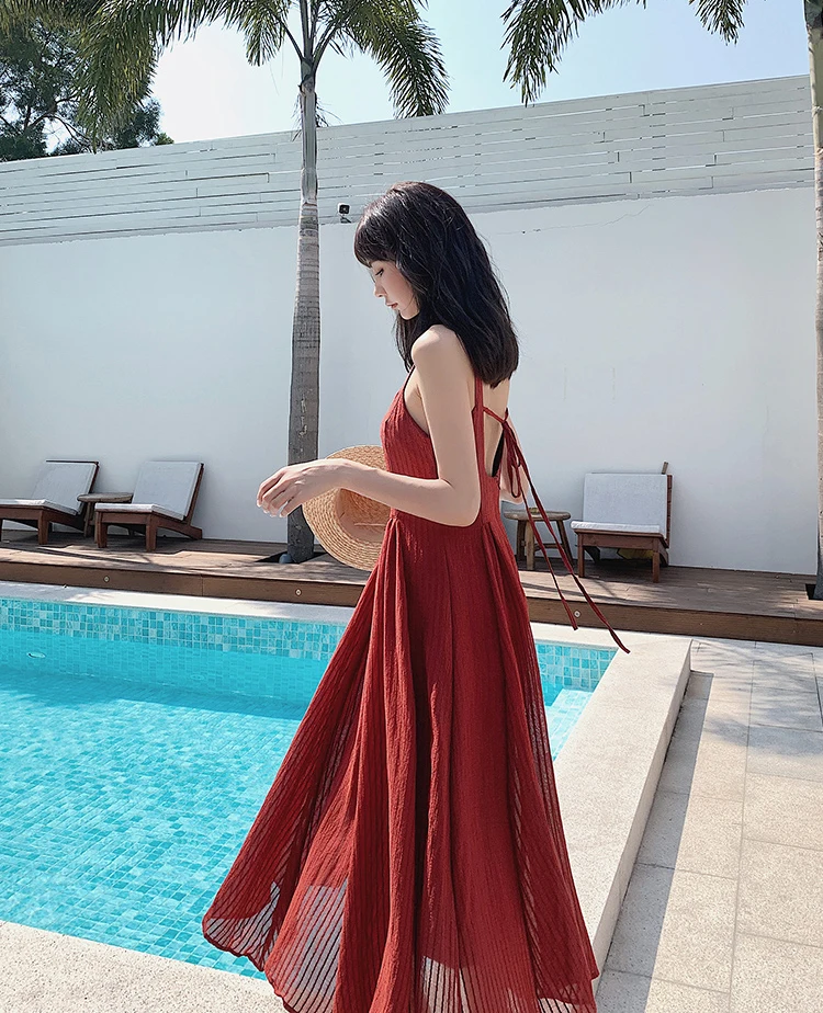 Женское праздничное летнее платье однотонное вечернее без рукавов пляжное миди