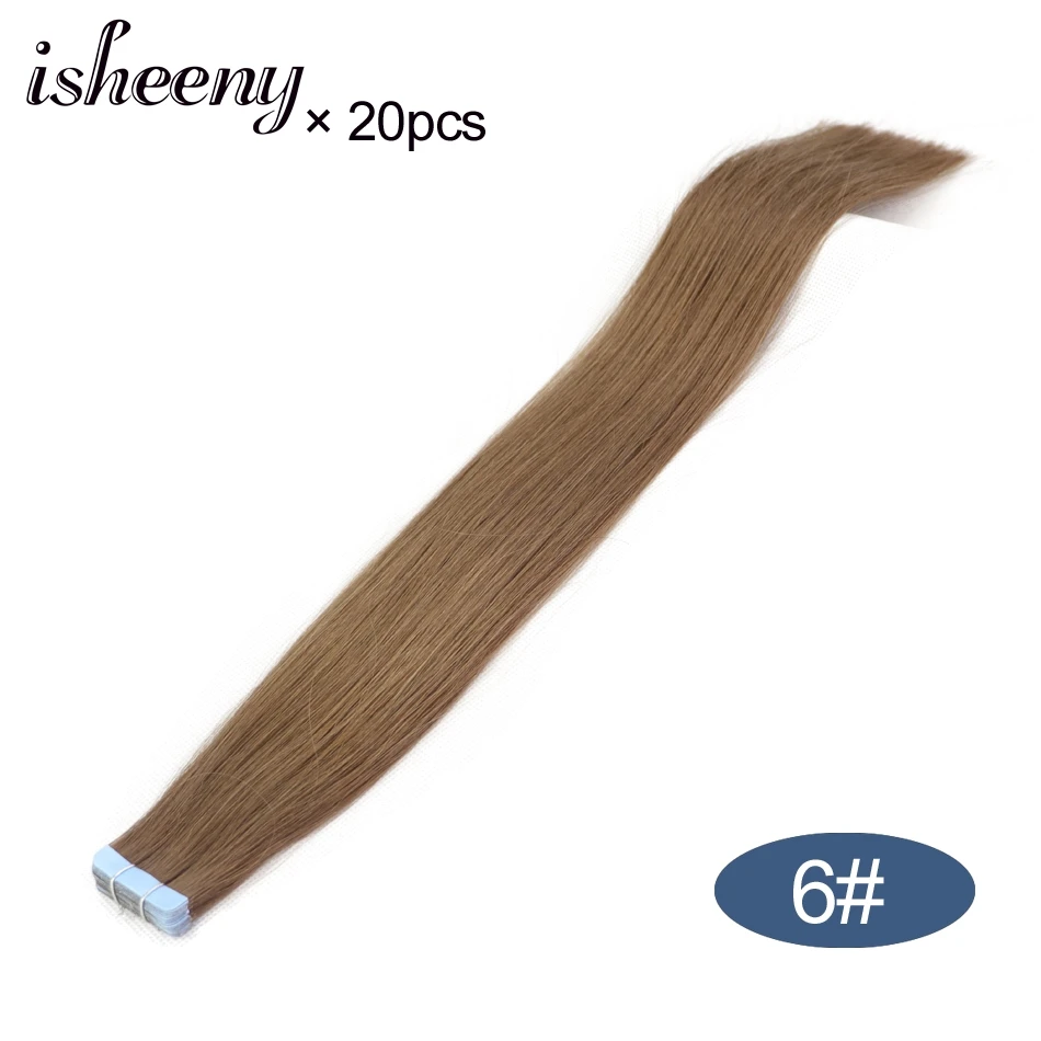 Isheeny Реми прямо человеческих волос ленты расширения образцы Perfessional салон утка кожи расширение 5 шт. для тестирования волос - Цвет: #6