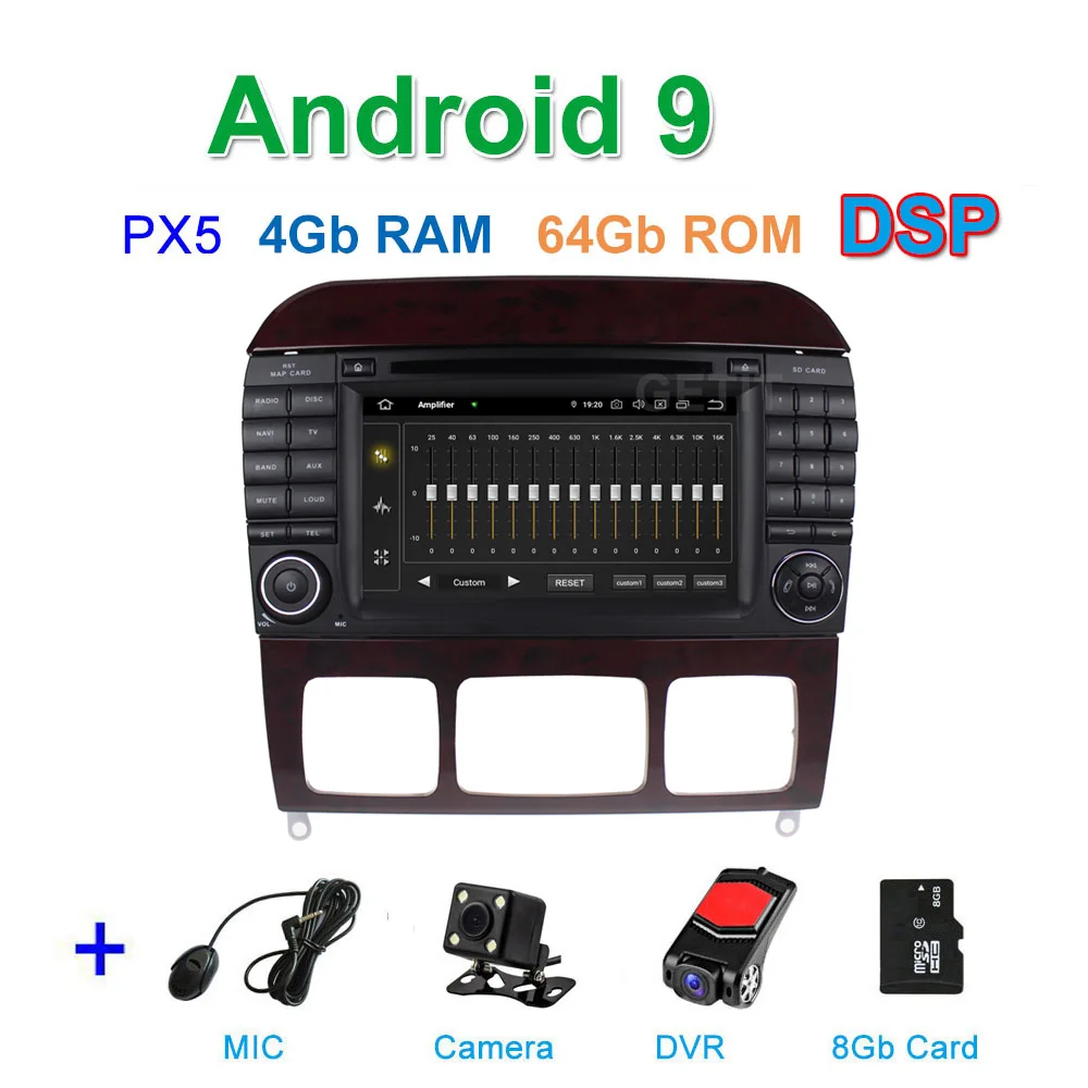 DSP PX5 CAM DVR SD DSP 64G PX6 Android 9 Автомобильный DVD стерео радиоплеер gps для Mercedes Benz S Class W215 W220 S320 S400 S420 S430 S280 S350 - Цвет: DSP PX5 CAM DVR SD