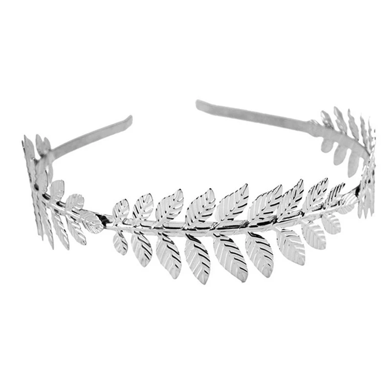 Женский обруч для волос в стиле барокко винтажный серебристого цвета с листьями