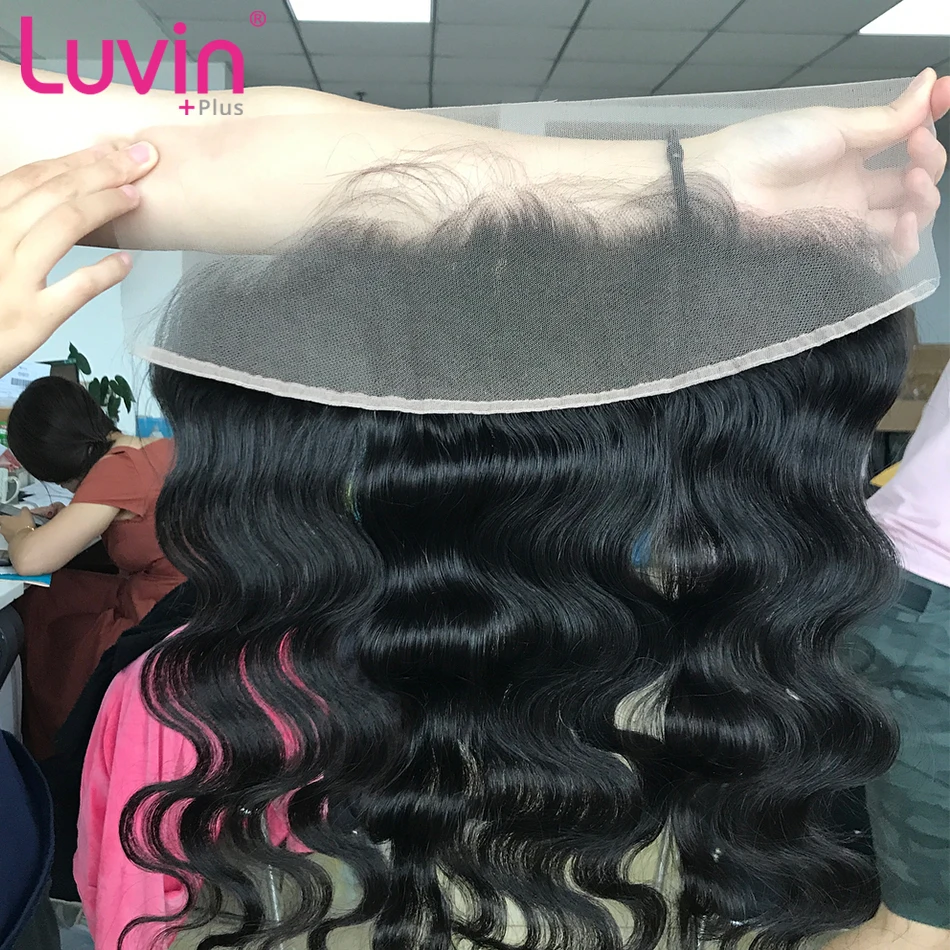 Luvin OneCut волосы волнистые 13x4 HD прозрачные швейцарские Кружева Фронтальная Закрытие С Детские волосы уха до уха предварительно сорванные бразильские волосы