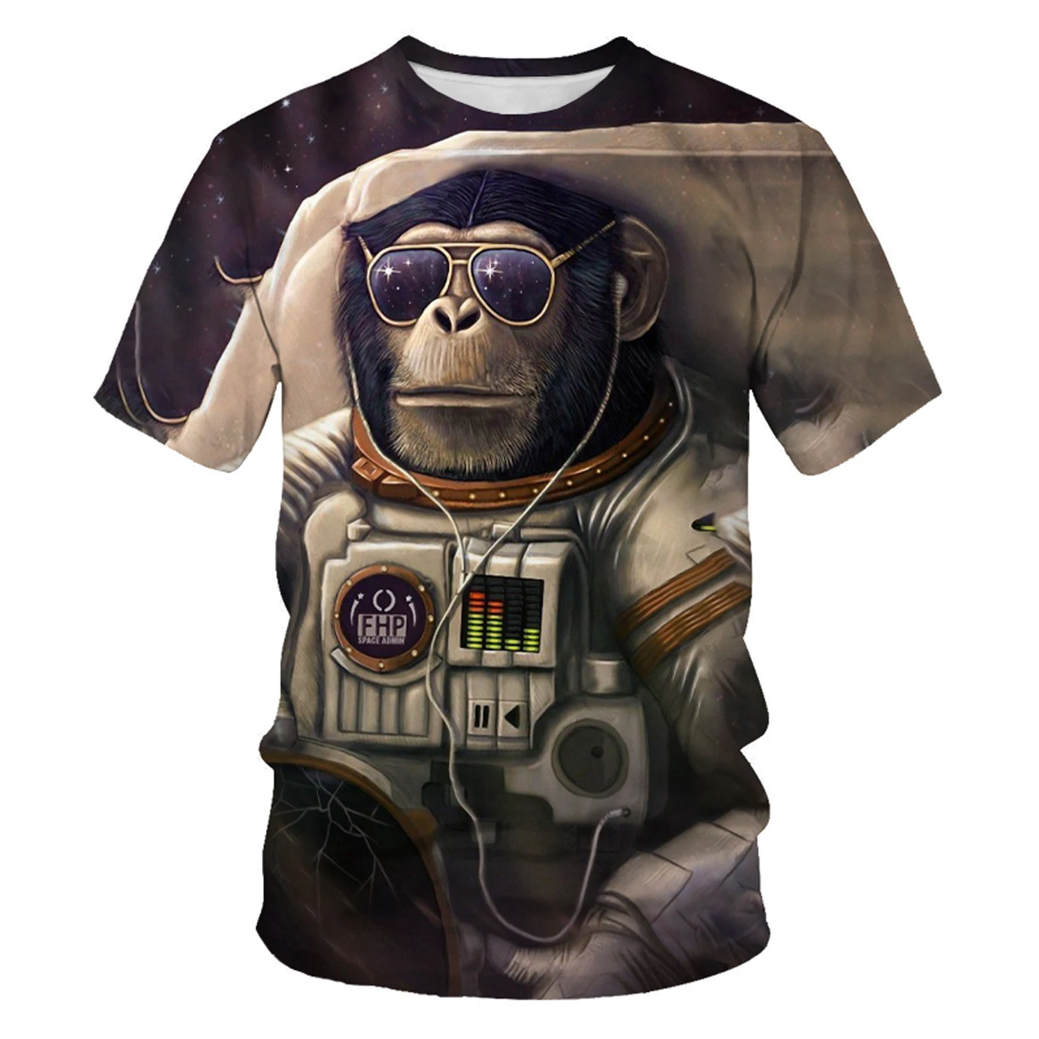

Hip-hop animal monkey 3D printing men's short-sleeved T-shirt new street fashion casual O-neck men's oversized clothing men