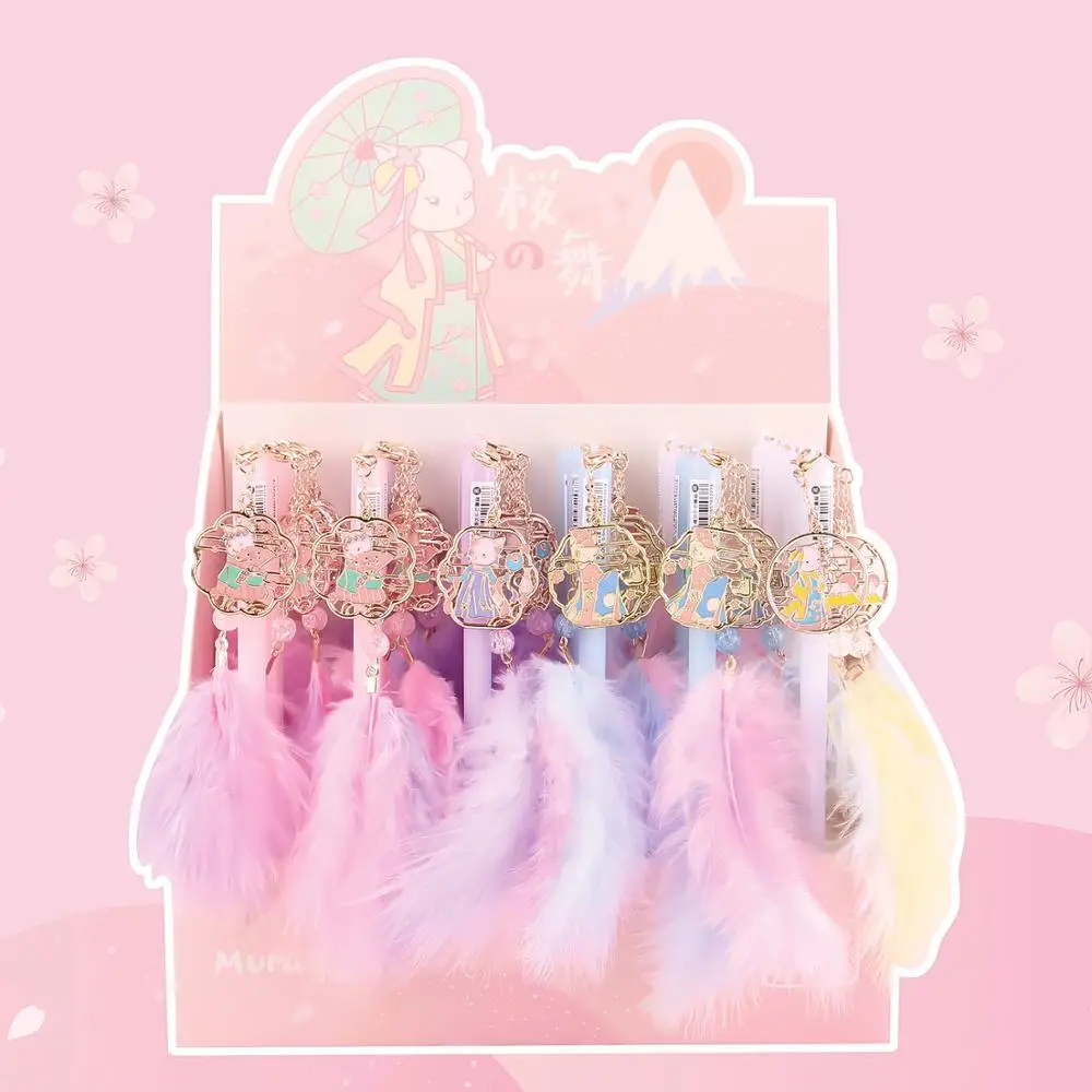 

36 шт./лот Kawaii перо подвеска гелевая ручка милые 0,5 мм черные чернила нейтральные ручки рекламный подарок Канцтовары Школьные принадлежности