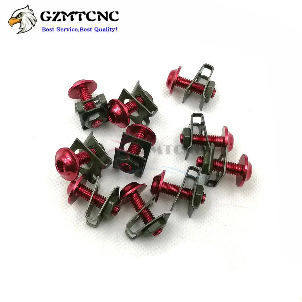 10x Motorcycle Fairing Body Work Bolts 6mm M6 Spire Speed Fastener Clips Screws Nuts for Honda Kawasaki Ducati Suzuki Yamaha BMW |