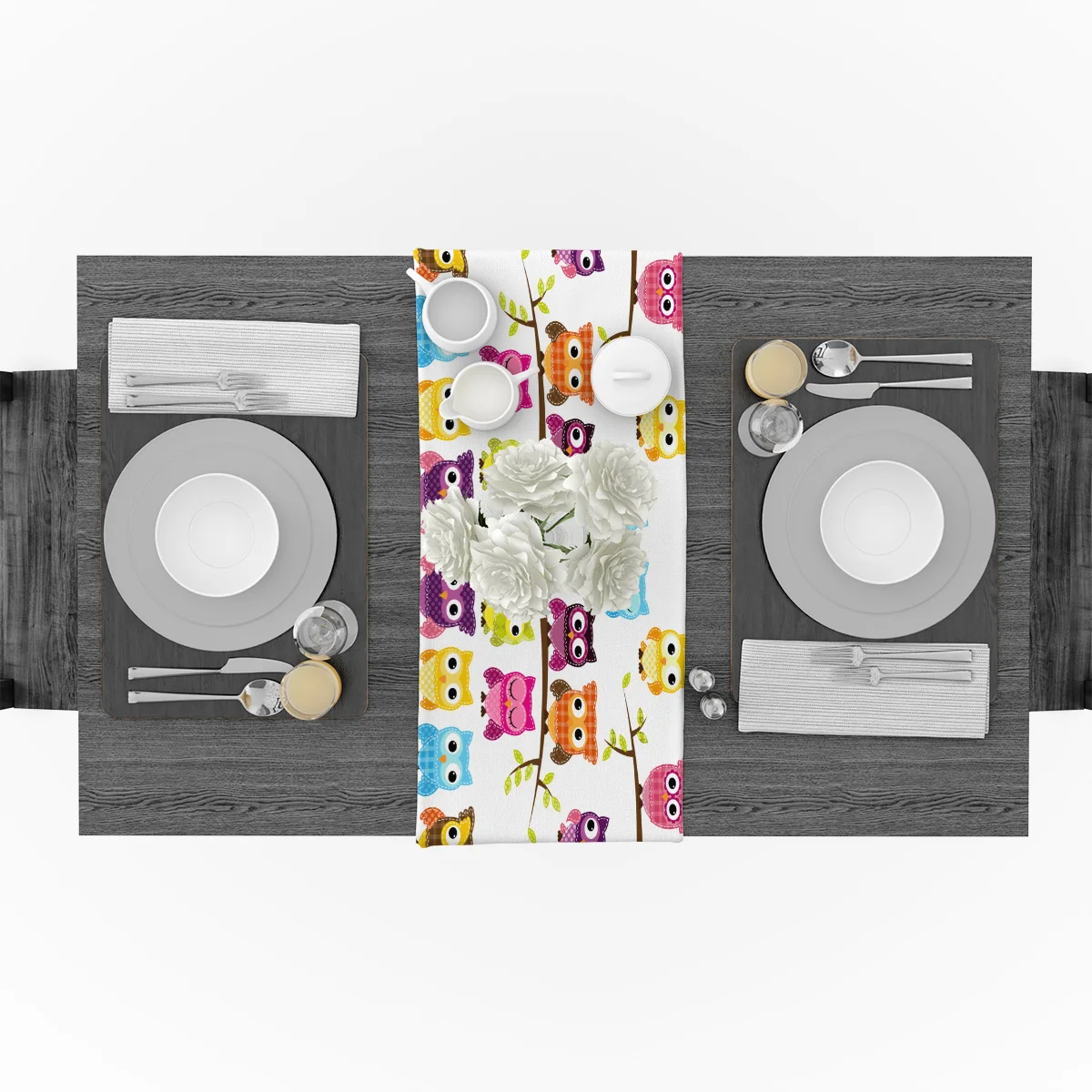 Cartoon Owl Animals Table Runner Kitchen Decor Flag Tablecloth Placemat Hotel Home Festival Decoration Runners | Дом и сад