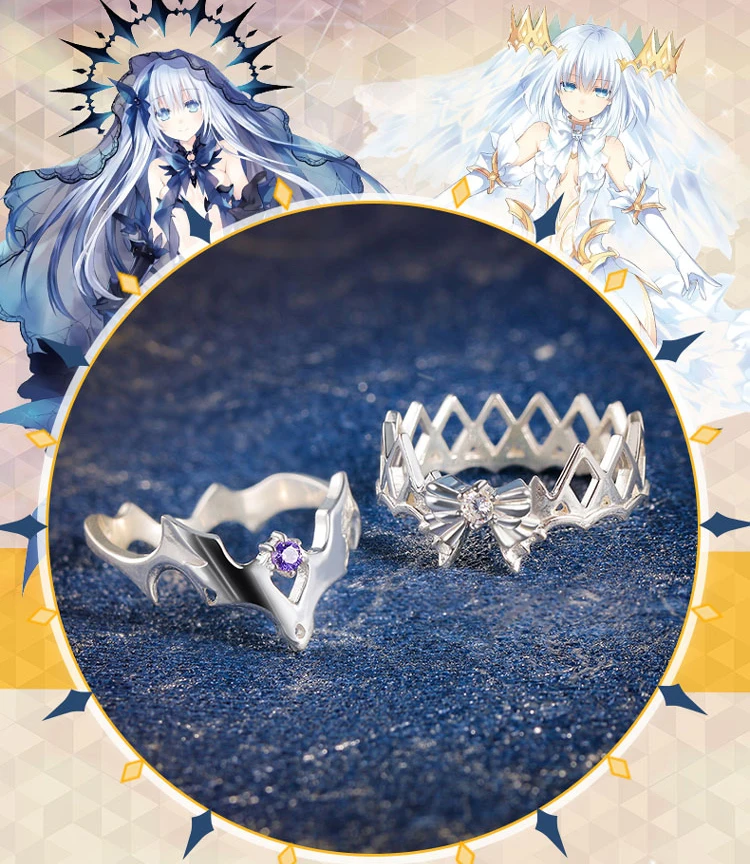 Аниме кольцо DATE A LIVE Tobiichi оригами 925 пробы серебро циркон на палец
