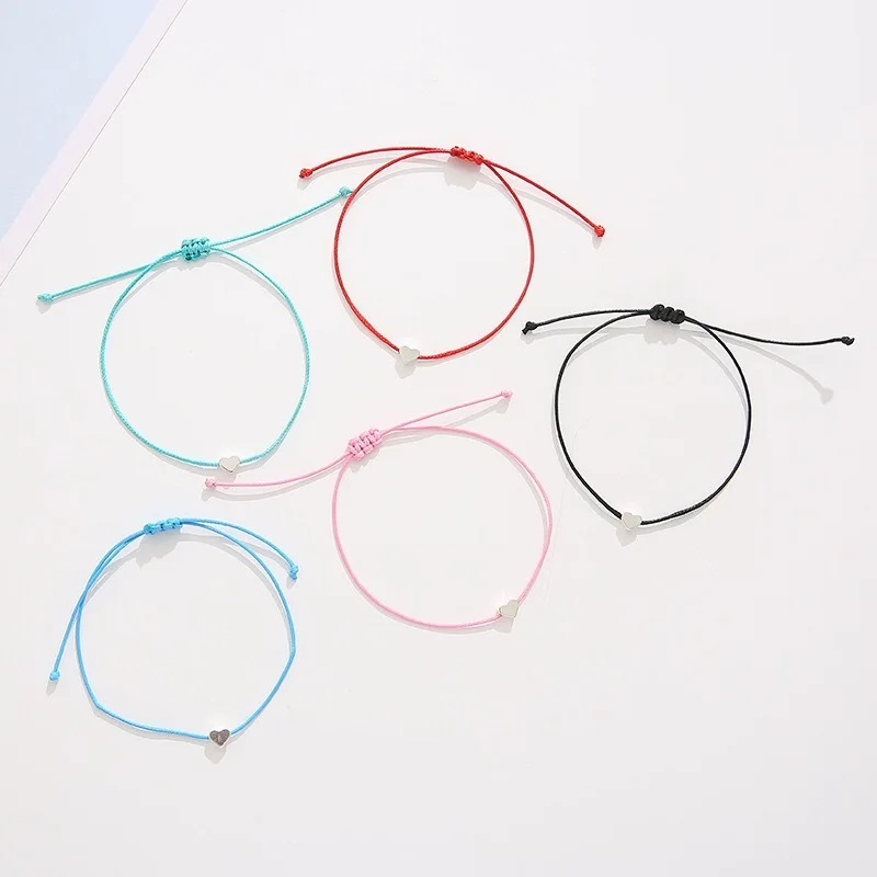 Простой модный мини-браслет с подвесками в форме сердца женские регулируемые