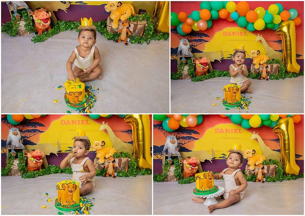 Фон для фотосъемки с персонажами мультфильмов Король Лев мальчиков День